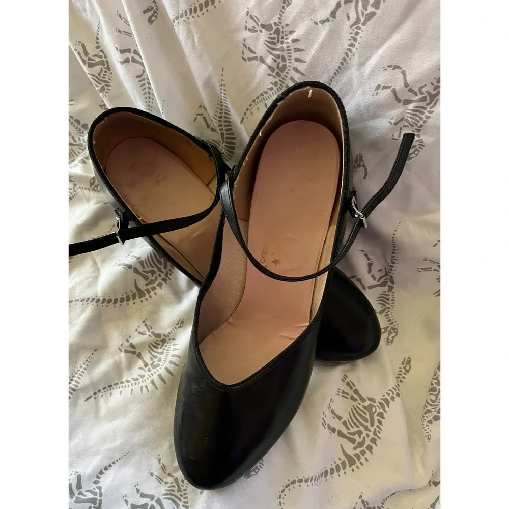 CAPEZIO Womens Black Mary Jane Tap Shoes Leather Strap Buckle Dance 9 - Picture 1 of 16